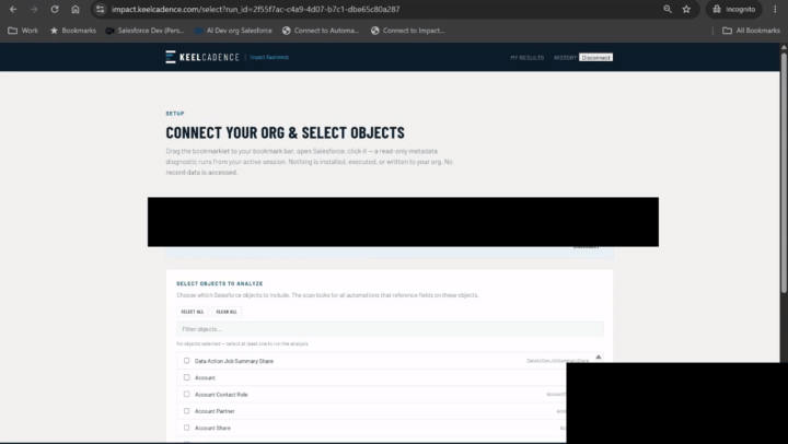Animation showing the Impact Awareness diagnostic being configured, run, and completed.